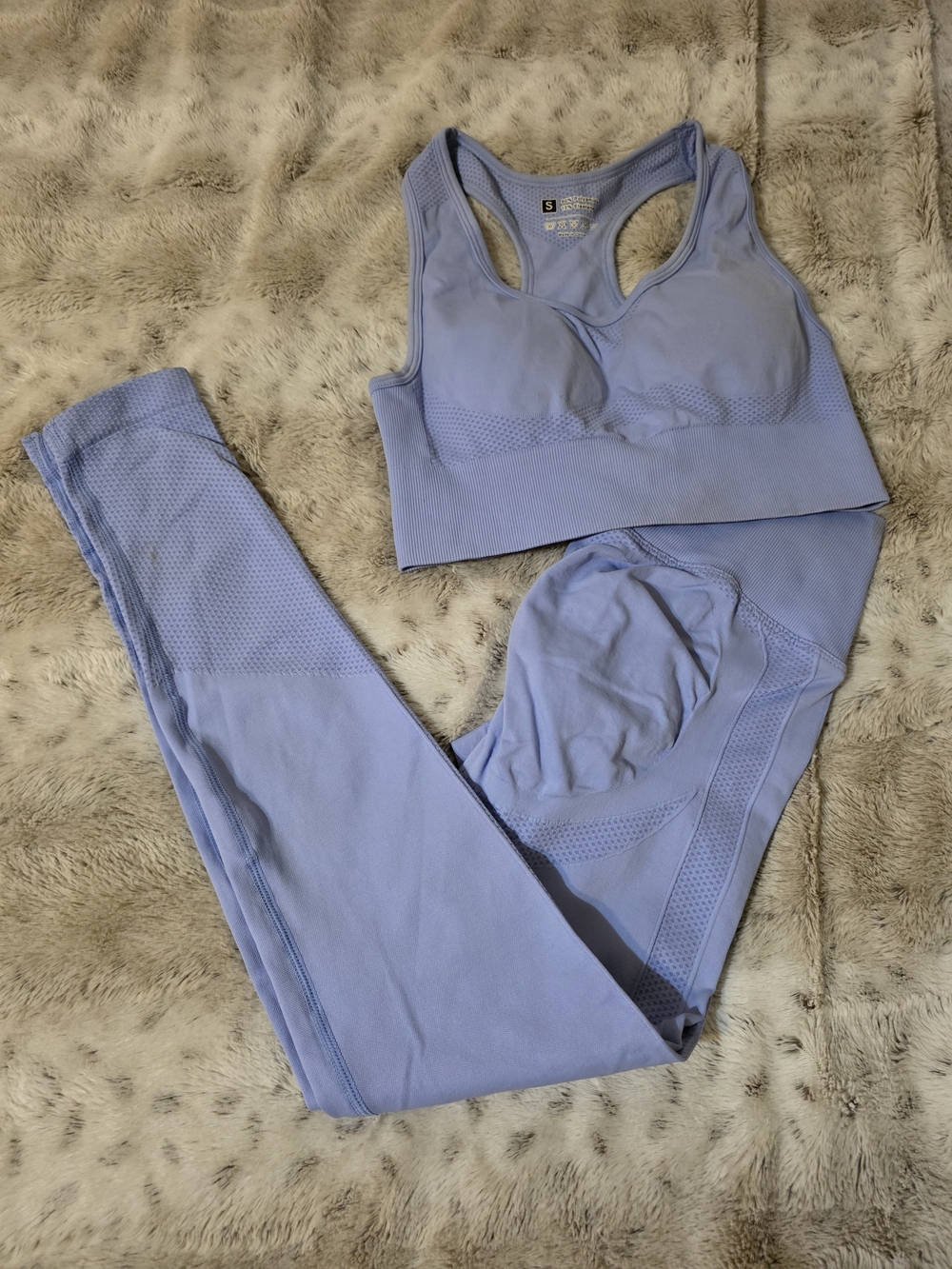 SHEIN Light Periwinkle Seamless Racerback Sports Bra & Leggings Set